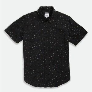 Black Button-Down Shirt with Colorful Dots